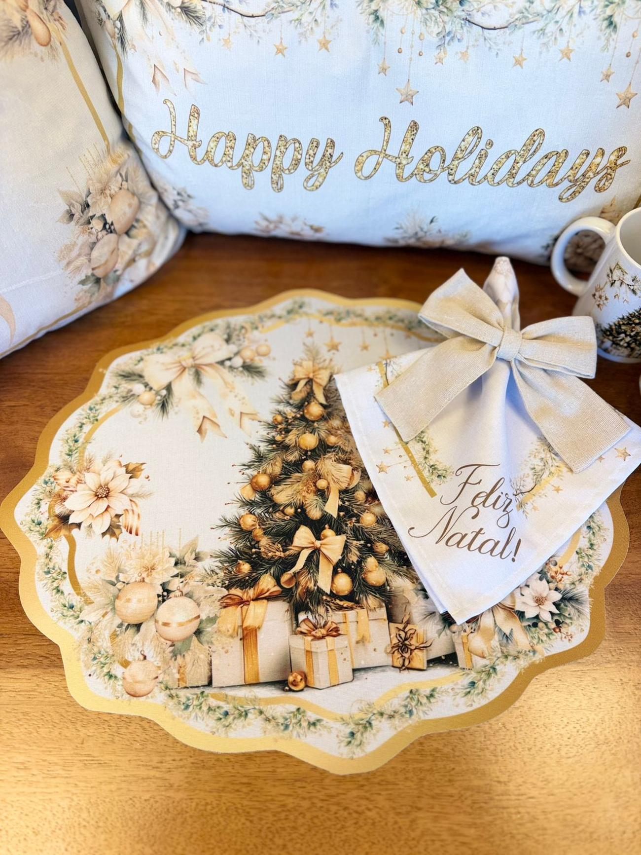 Jogo de mesa de Natal tema Dourado e Gold