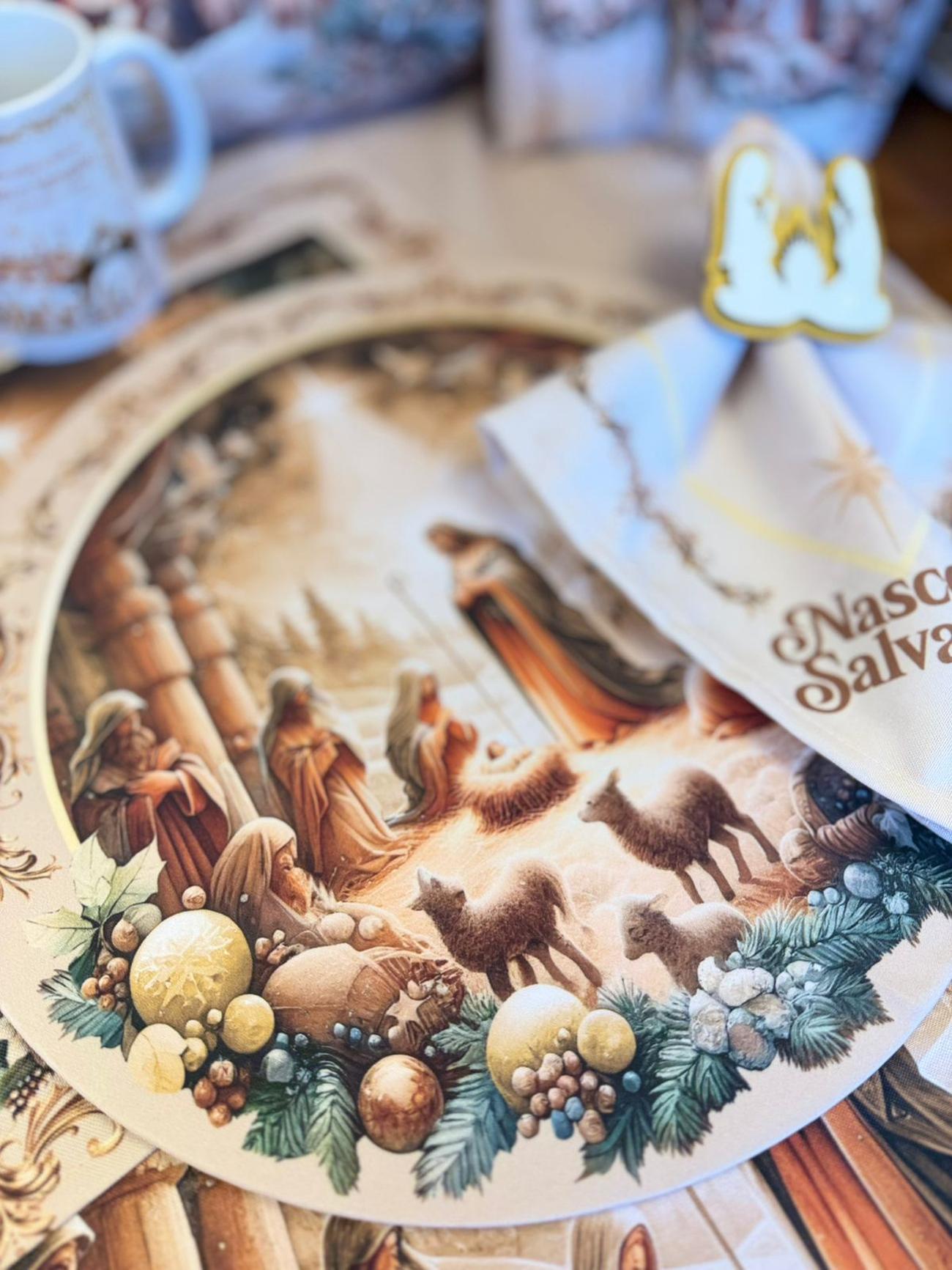 Jogo de mesa de Natal tema Presépio Sagrado