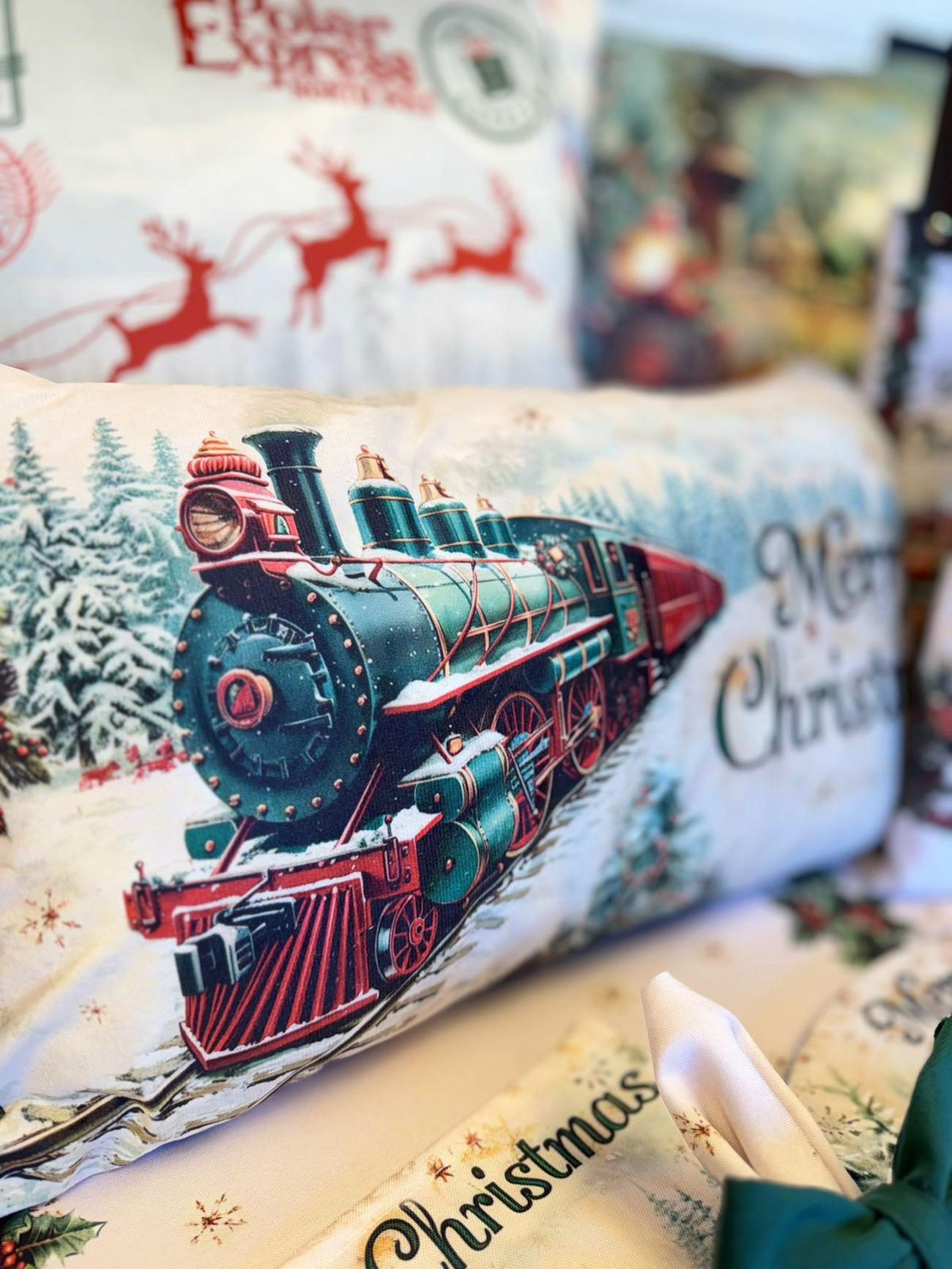 Jogo de mesa de Natal tema Trem do Natal vintage