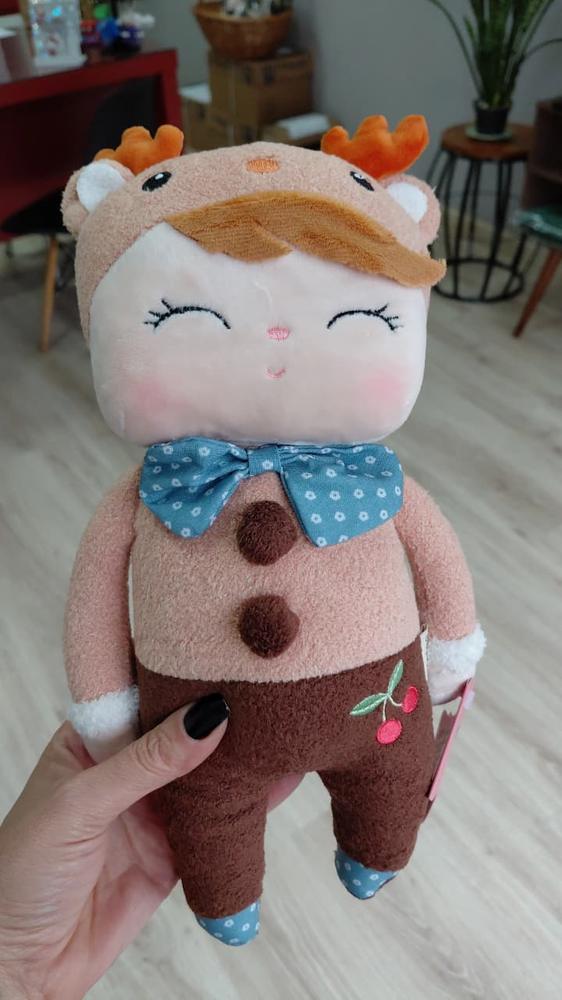 Boneco de pano reninha com laço azul