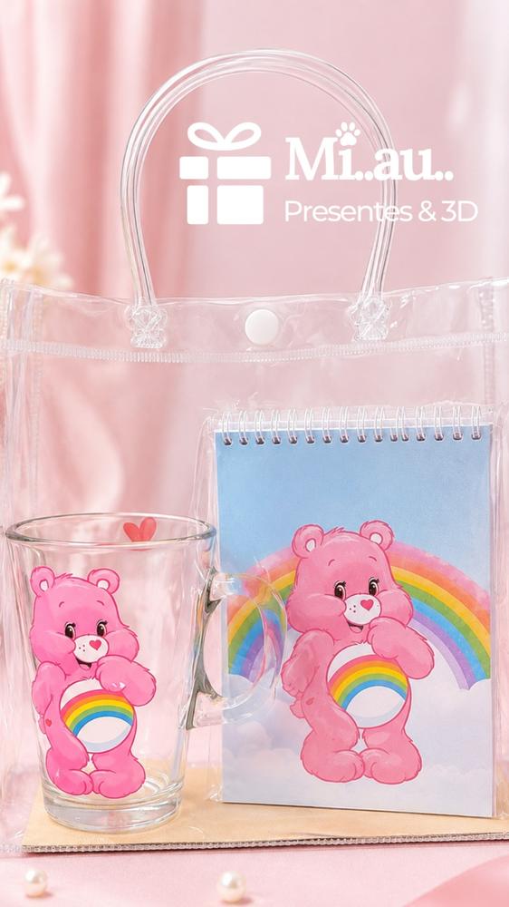 Kit caneca e bloquinho do Ursinho Carinhoso Rosa