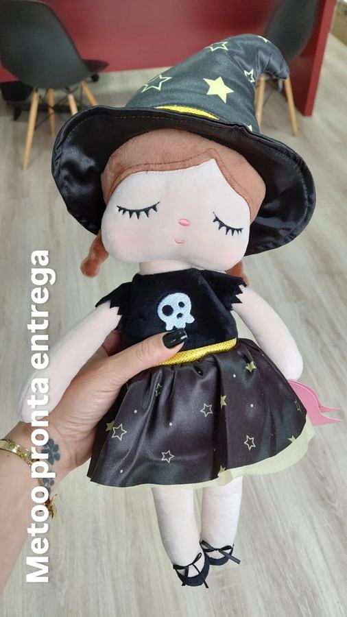 Boneca de pano personalizada, fantasia de bruxinha